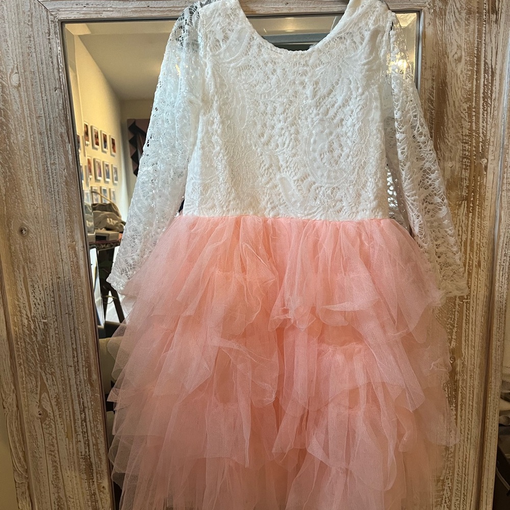 Special occasion pink dress with tulle skirt